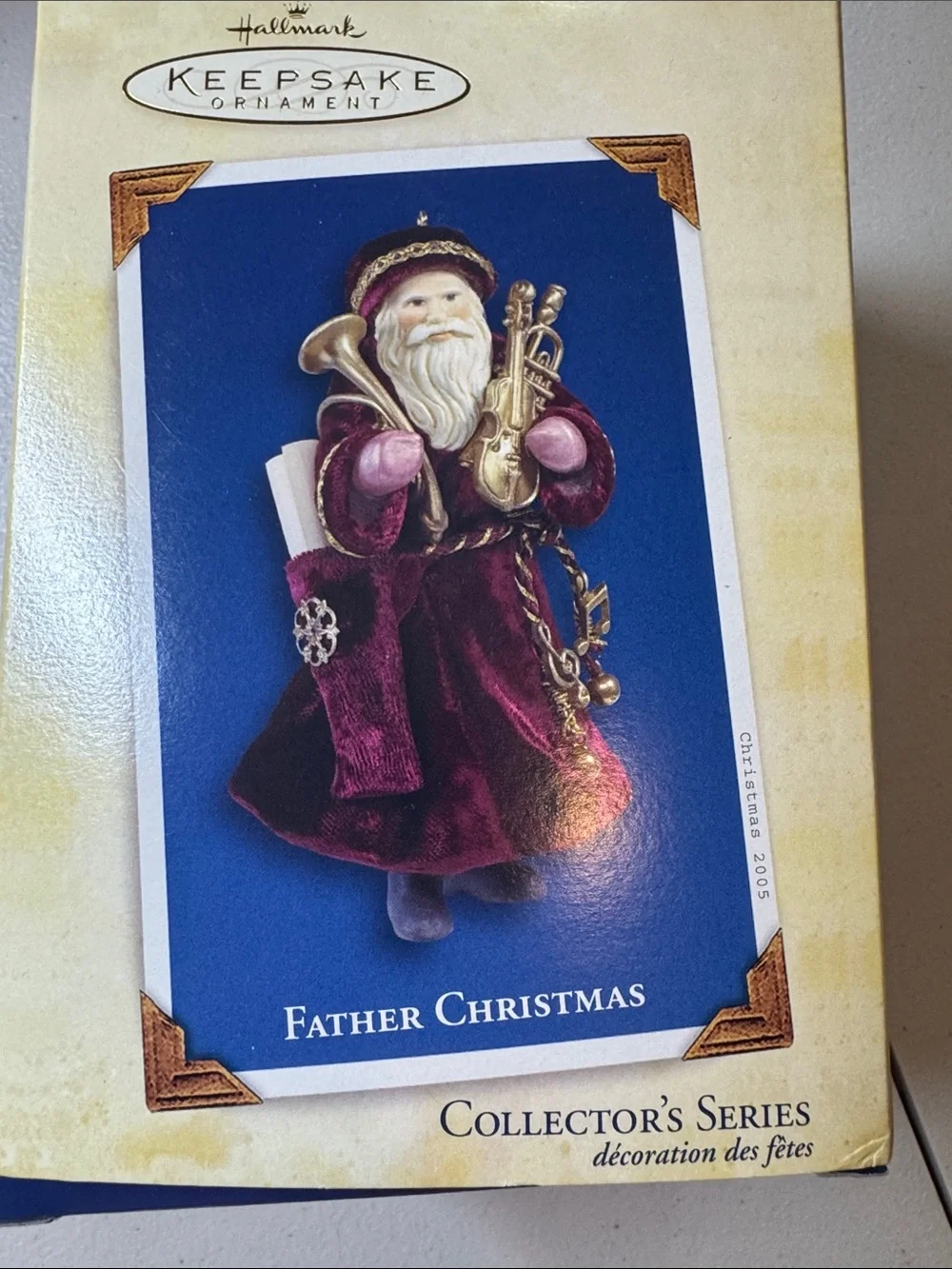 Hallmark Father Christmas 2005 Ornament - Burgundy, Gold & Pink Accents
